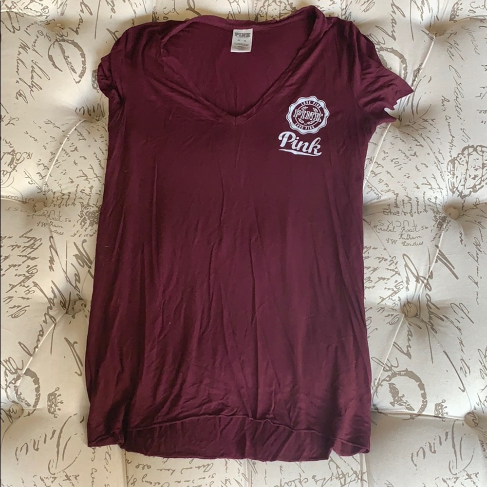 maroon pink v neck